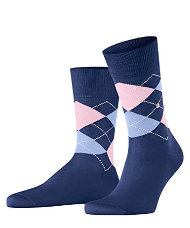 Burlington Men's Socks Manchester SO Cotton Patterned 1 Pair, Blue (Night Blue 6583) New - Eco-Friendly, 40-46 on Sale